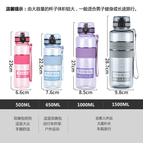 Вместительная и большая портативная дорожная спортивная бутылка для спортзала для путешествий, защита при падении