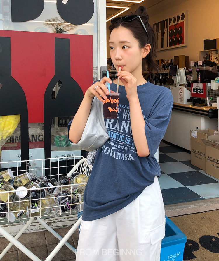 【cuckoo】韩国官网代购 宽松韩范印花短袖T恤 from beginning - 图0