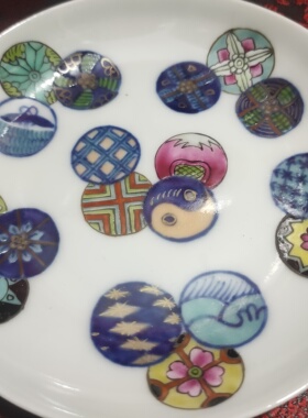 景德镇怀旧陶瓷盘子皮球花碟子纯手工画大清年制摆件粉彩花鸟人物