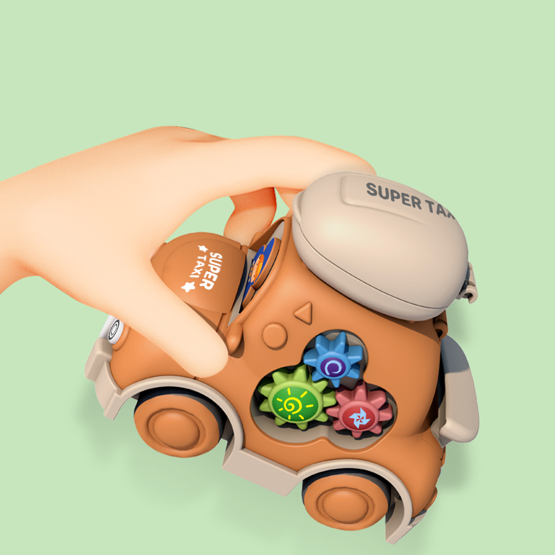 创意卡通彩色惯性齿轮收纳车小轿车模型宝宝儿童玩具生日礼物 - 图1