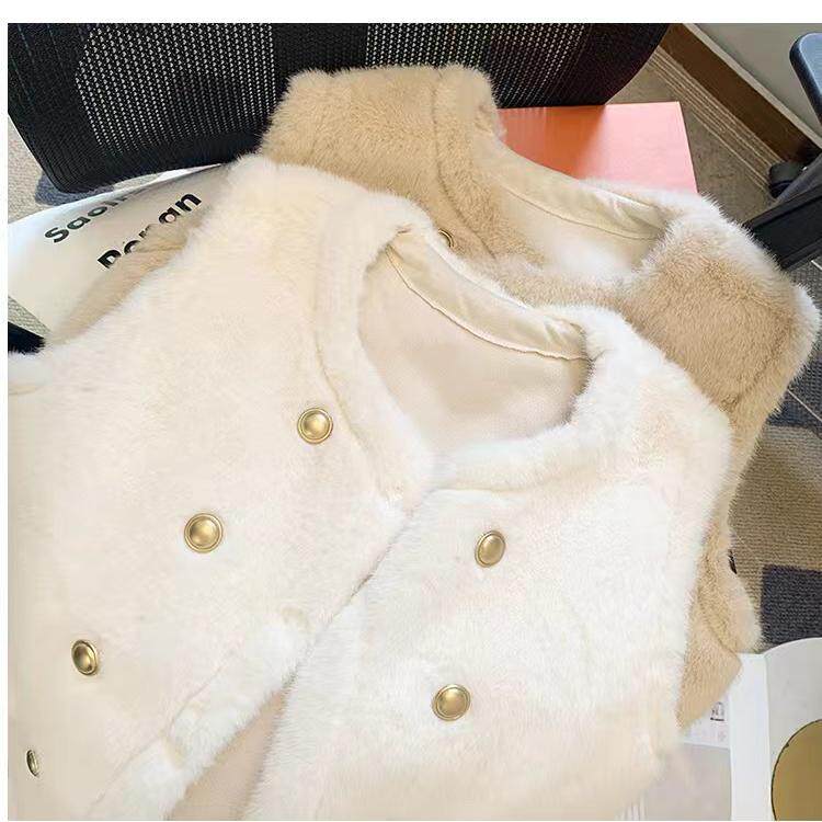 小香风双排扣马甲外套女秋冬仿水貂绒毛衣开衫加厚保暖皮草上衣,淘宝优惠券,粉丝福利购,淘宝优惠卷