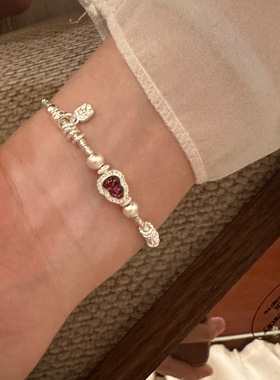 纯银手链 新款简约925紫晶葫芦盘缠碎银子银手链调节银手饰