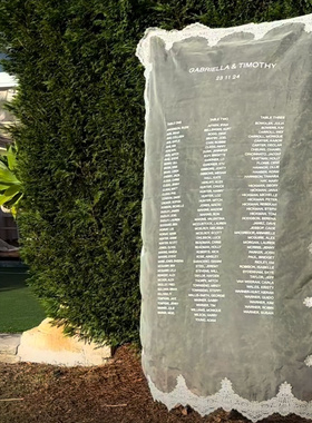 定制带字蕾丝纱背景挂布迎宾牌订婚礼拍照道具打卡点网红装饰布置