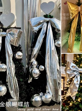 新年春节日金银红亮面装饰蝴蝶结店铺橱窗布置陈列网红拍照打卡美