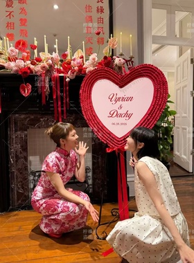 情人节花边爱心kt板 网红婚礼店铺橱窗背景布置装饰道具打卡摆件