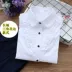 2019 cô gái mới áo sơ mi trắng tay dài cardigan trẻ em lớn ve áo chạm đáy áo cotton hiệu suất quần áo trẻ em - Áo sơ mi