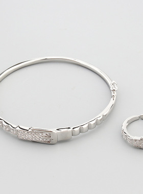 韩版时尚皮带扣手环镶嵌锆石小清新气质满钻手镯女式饰品跨境