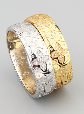 欧美新款永恒花瓣手镯镶锆石时尚现代首饰女花瓣饰品