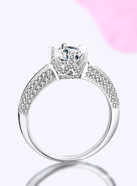 纯银正品莫桑石钻戒女生情侣戒指