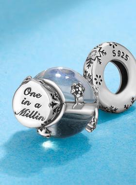 S925纯银圣诞雪景球吊坠项链吊饰