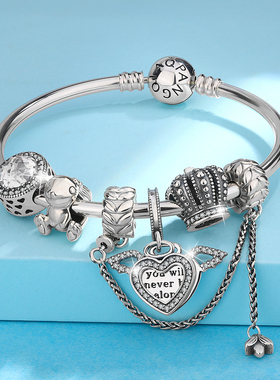 S925银爱萌天使套装潘家手镯兔子