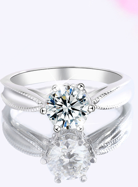 正品女生莫桑石钻戒纯银对戒轻奢