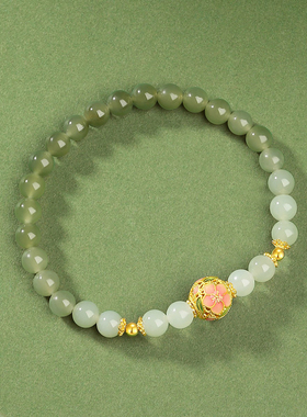 S925纯银和田玉渐变珐琅手链礼物