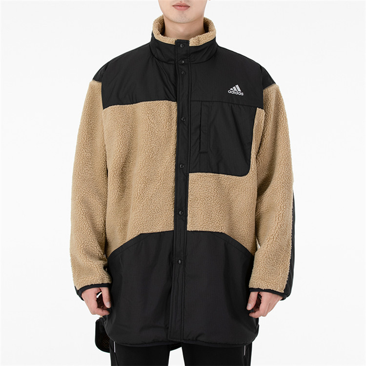 Adidas/阿迪达斯 冬季男运动休闲毛绒防风茄克外套 H40910 H40902 - 图0