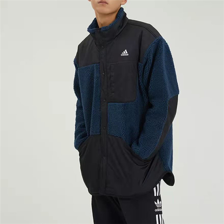 Adidas/阿迪达斯 冬季男运动休闲毛绒防风茄克外套 H40910 H40902 - 图1