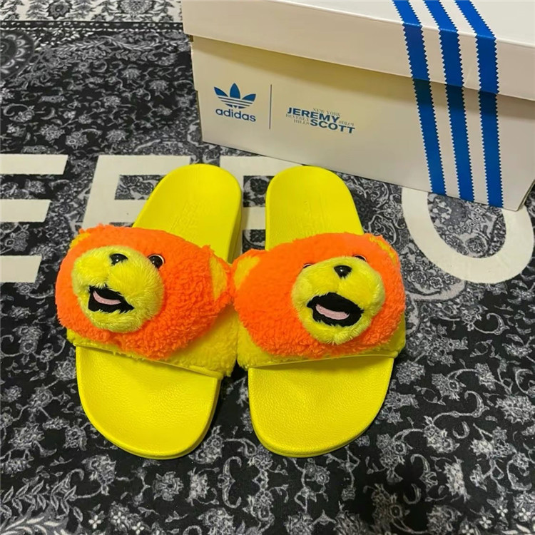 清仓 Adidas Jeremy Scott联名毛绒小熊男女运动休闲拖鞋Q46582-图2