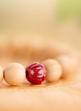 桃木朱砂莲花手链手串木制木雕佛珠念珠转运珠静心手环男女士饰品