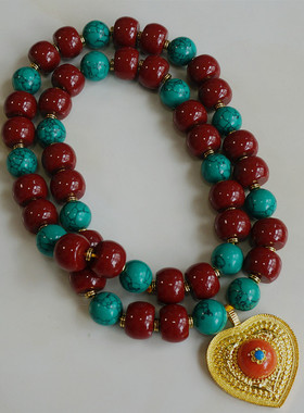 牛血红仿珊瑚树脂大珠珠夸张项链