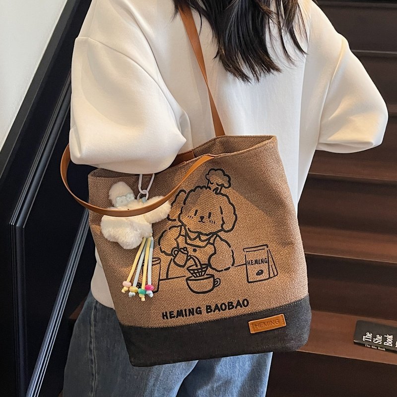 可爱卡通帆布包包女大容量学生妈咪手提袋小众百搭上课通勤托特包,淘宝优惠券,粉丝福利购,淘宝优惠卷
