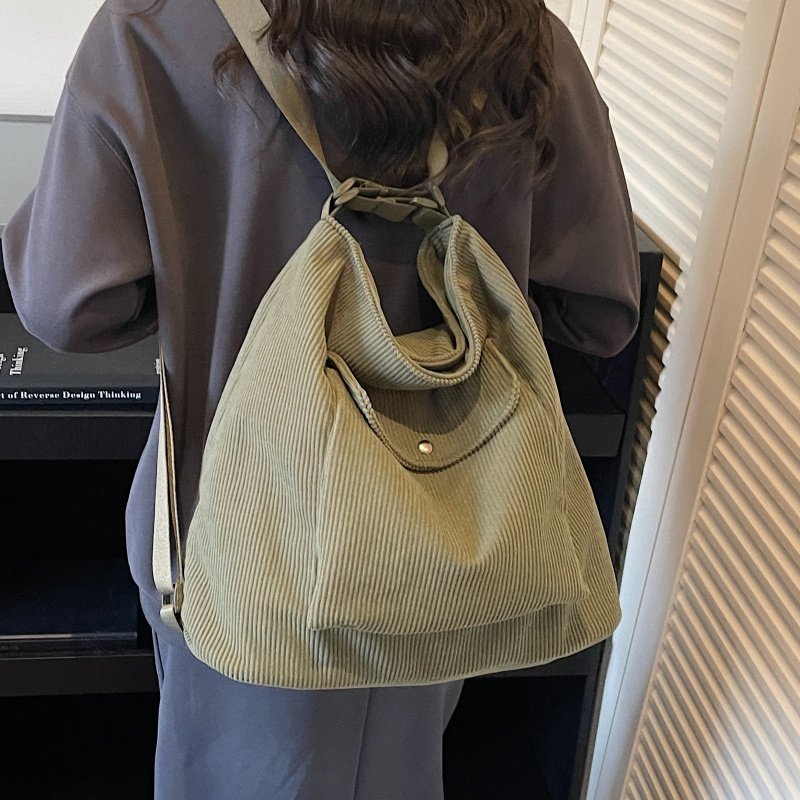 灯芯绒布包包女大容量单肩多功能双肩包小众百搭外出通勤斜挎背包,淘宝优惠券,粉丝福利购,淘宝优惠卷