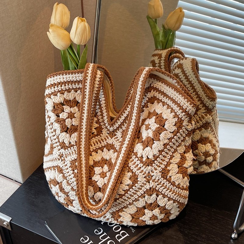棉线编织包包女2025新款大容量单肩通勤包夏季海边度假腋下托特包,淘宝优惠券,粉丝福利购,淘宝优惠卷