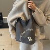 Work Commuting Bag Letter Canvas Bag Shoulder Bucket Bag