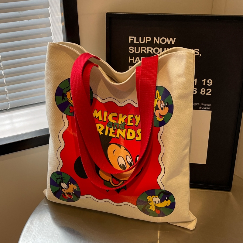 日系卡通帆布包女大容量通勤单肩托特包初中小学生上课手提书袋子,淘宝优惠券,粉丝福利购,淘宝优惠卷