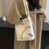 Work Commuting Bag Letter Canvas Bag Shoulder Bucket Bag