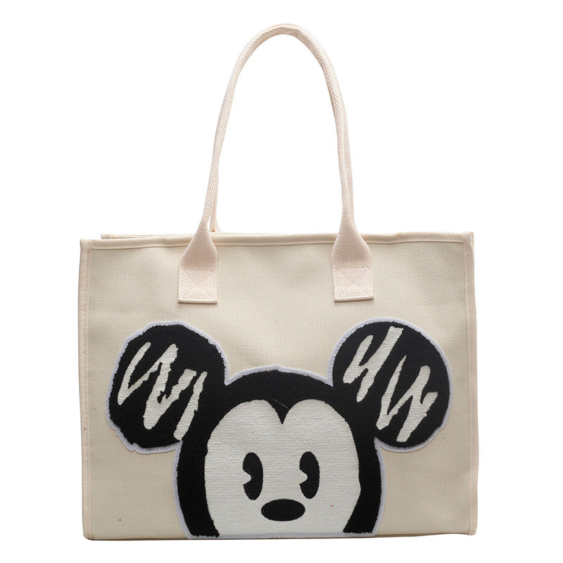 时尚帆布包女2025新款大容量卡通手提购物袋子妈咪外出单肩母婴包,淘宝优惠券,粉丝福利购,淘宝优惠卷
