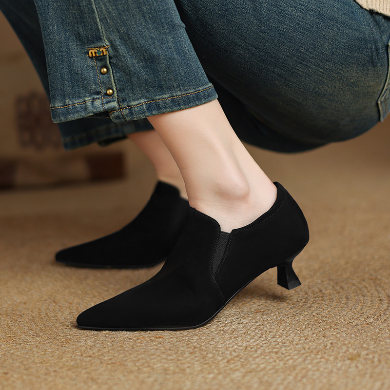 羊反绒 4.5CM 尖头复古气质细跟深口单鞋及踝靴,淘宝优惠券,粉丝福利购,淘宝优惠卷