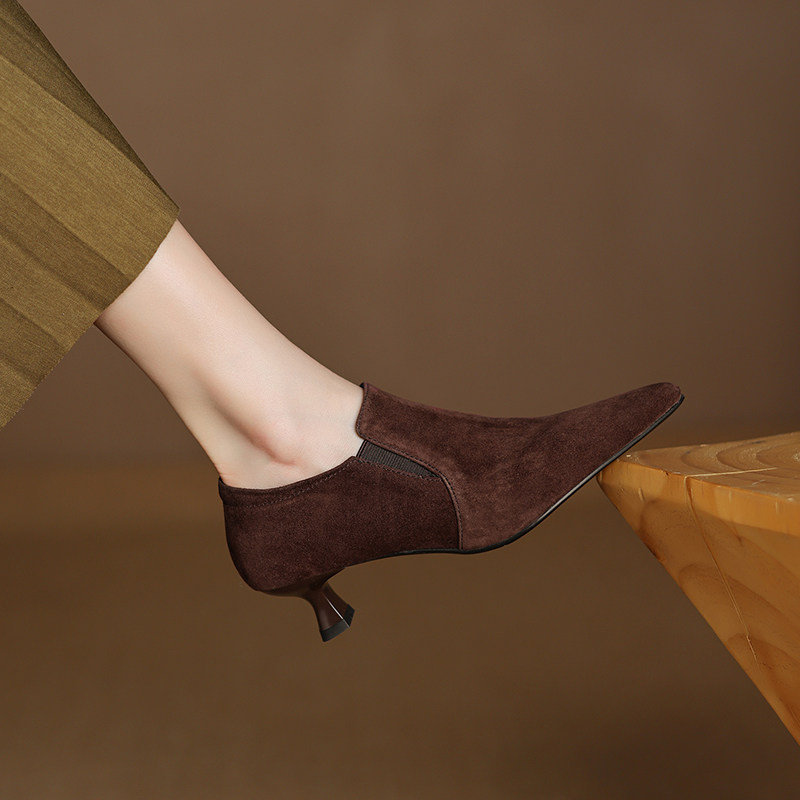 羊反绒 4.5CM 尖头复古气质细跟深口单鞋及踝靴,淘宝优惠券,粉丝福利购,淘宝优惠卷
