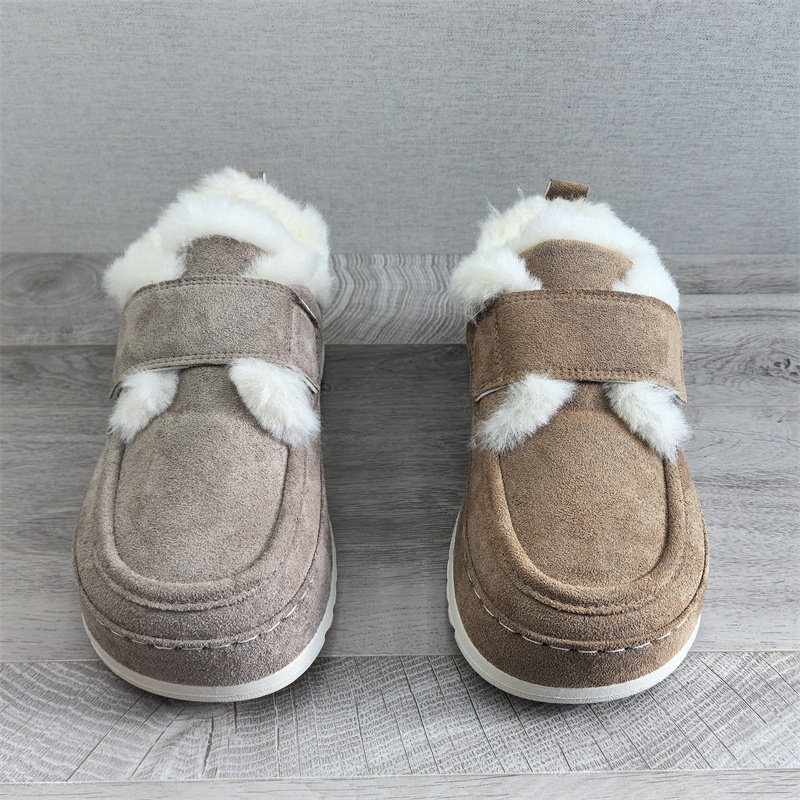 2025圆头加绒保暖魔术贴勃肯鞋女深口单鞋套脚毛毛鞋厚底软底棉鞋,淘宝优惠券,粉丝福利购,淘宝优惠卷