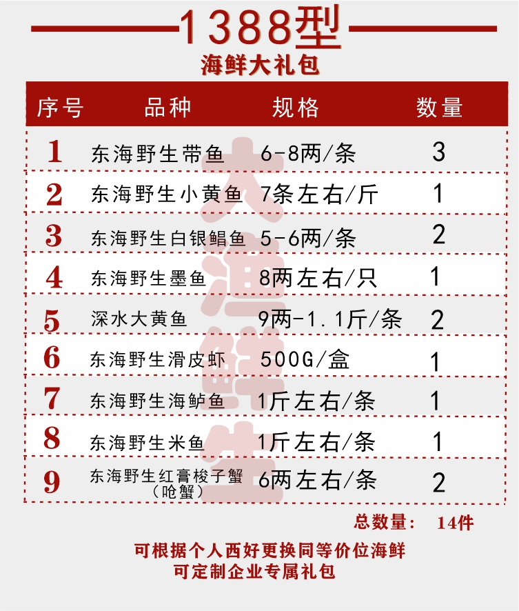 舟山象山海鲜大礼包冰鲜 礼盒冰鲜冷冻海鲜礼盒春节过年年货 东海