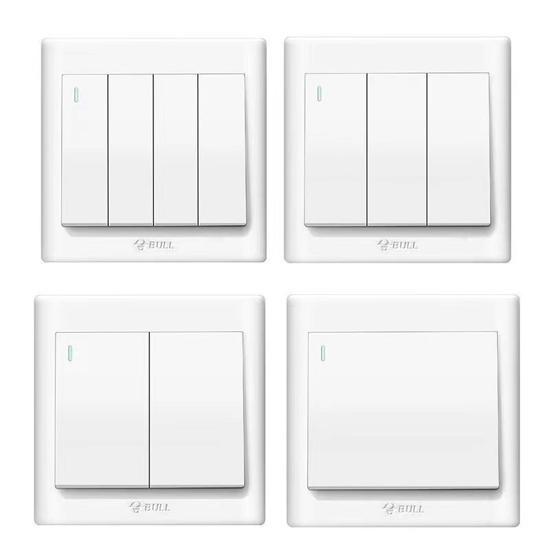 公牛墙壁开关86型一开usb五孔暗装16A插多孔面板白色家用守护系列