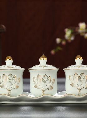 佛堂用品供水杯供奉陶瓷酒杯茶杯财神爷供奉仙家酒杯供佛水杯