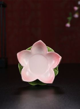 陶瓷酥油灯烛台蜡烛灯座莲花灯台家用供佛观音摆件香具用品