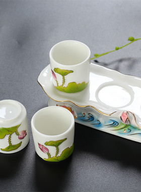 佛台佛具浮雕莲花手工荷花酒杯