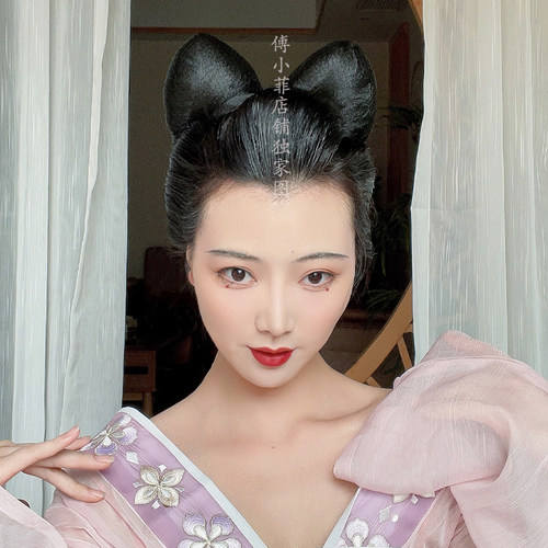 傅小菲 新款可爱猫猫头造型 唐风妩媚头饰 妲己懒人发包 - 图3
