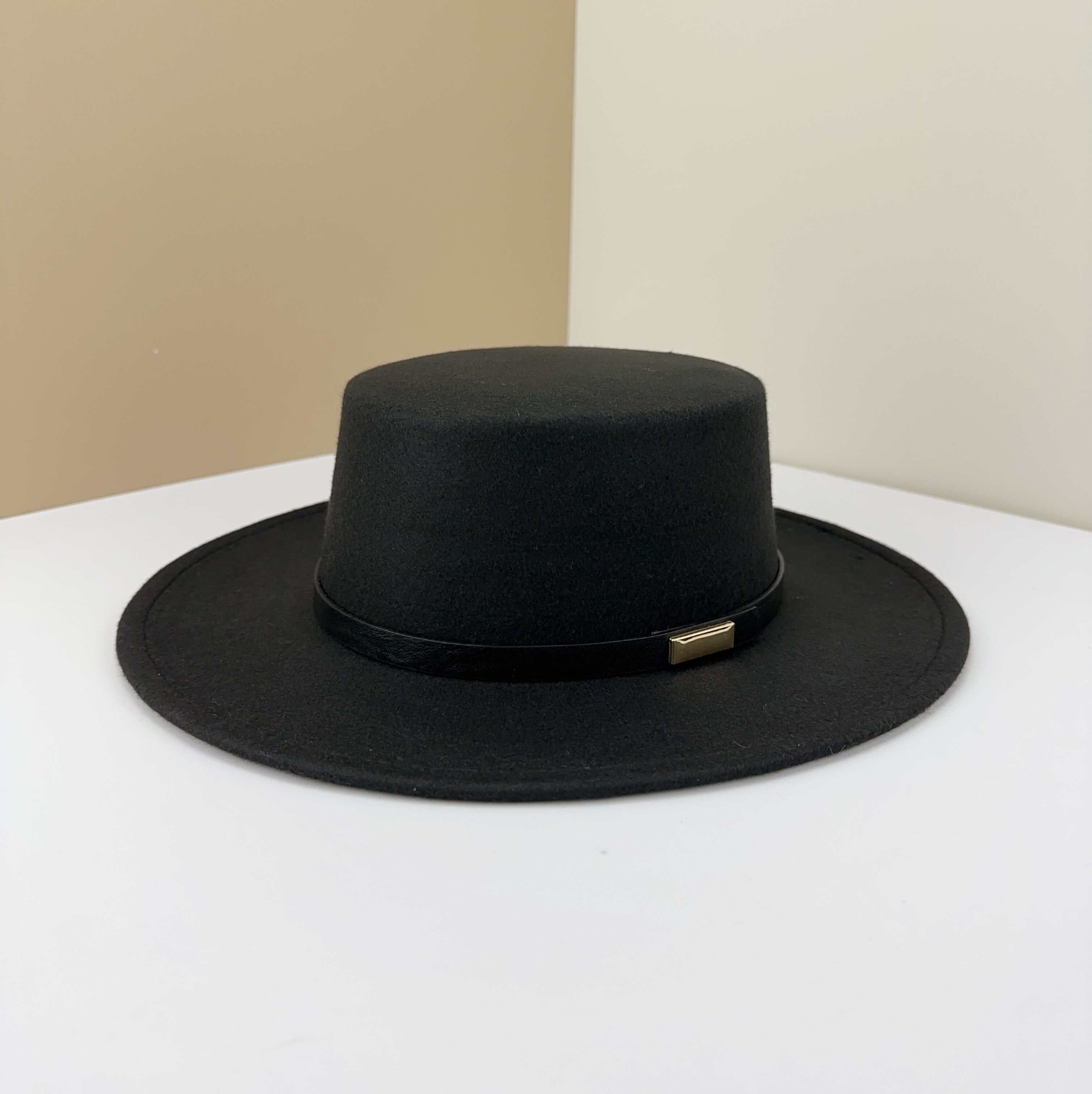 秋冬平顶毛呢帽子女时尚百搭复古黑色礼帽英伦欧美风宽檐爵士帽男,淘宝优惠券,粉丝福利购,淘宝优惠卷