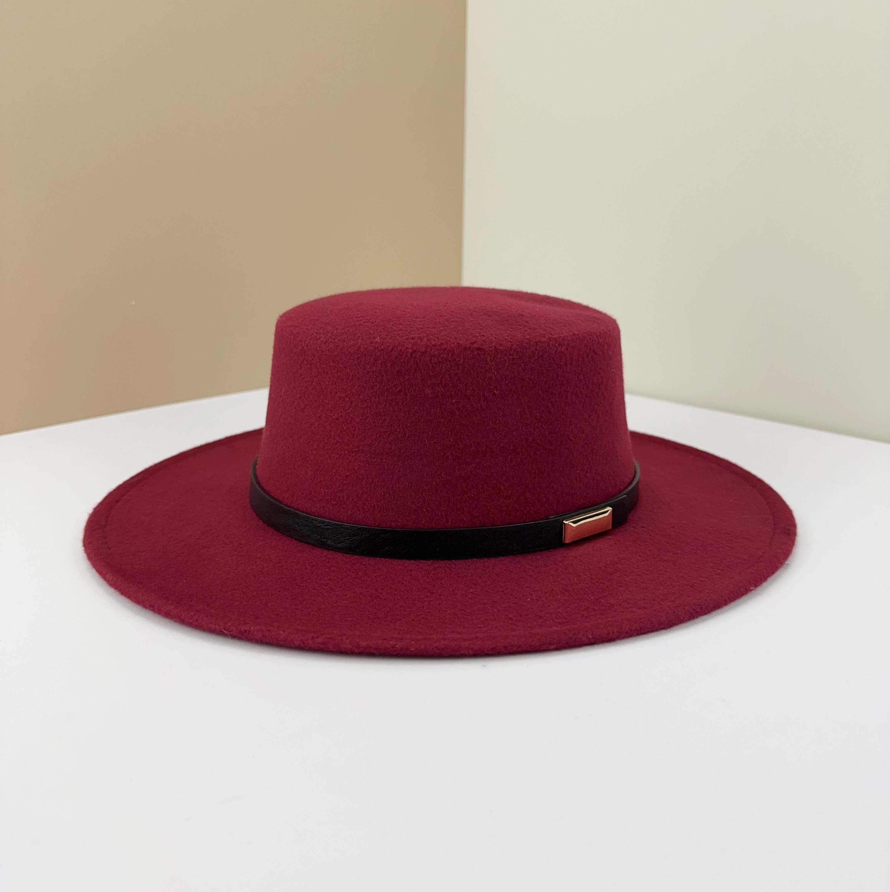 秋冬平顶毛呢帽子女时尚百搭复古黑色礼帽英伦欧美风宽檐爵士帽男,淘宝优惠券,粉丝福利购,淘宝优惠卷