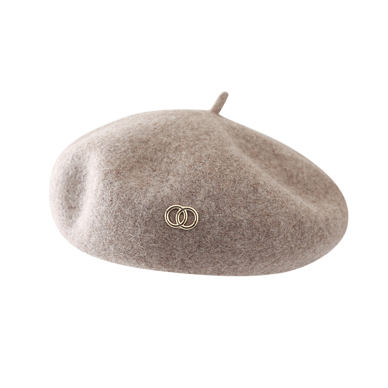 凹造型B备！小香毛呢贝雷帽女秋冬季双环标蓓蕾帽子显脸小画家帽,淘宝优惠券,粉丝福利购,淘宝优惠卷