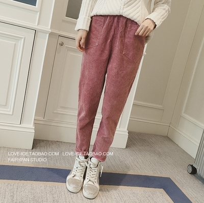美素芙春秋条绒九分2020新款哈伦裤 mysoulfor休闲裤