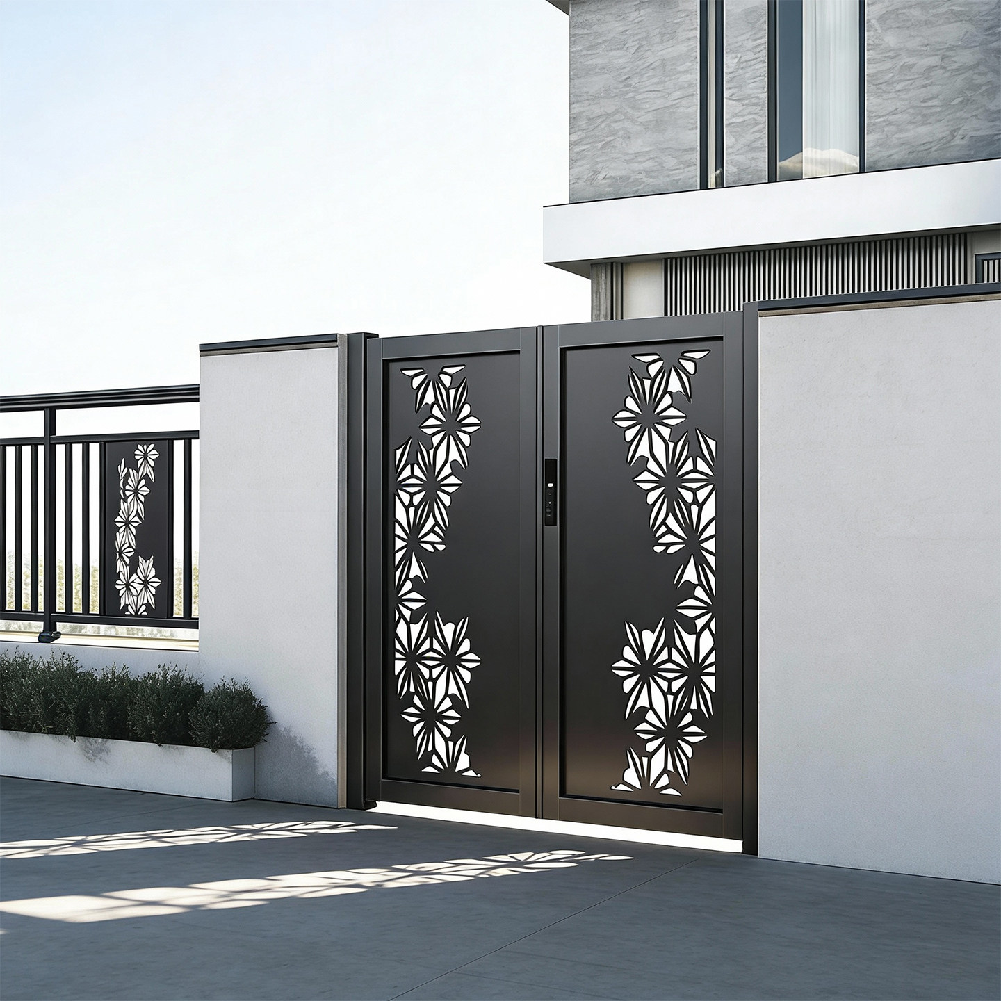 铝合金庭院大门户外农村自建房别墅院子大门楼铁艺电动平移双开门,淘宝优惠券,粉丝福利购,淘宝优惠卷