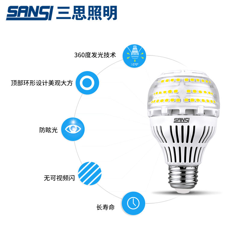 三思可控硅调光led灯泡e27螺口10瓦节能灯暖白光家用替换灯泡-图0