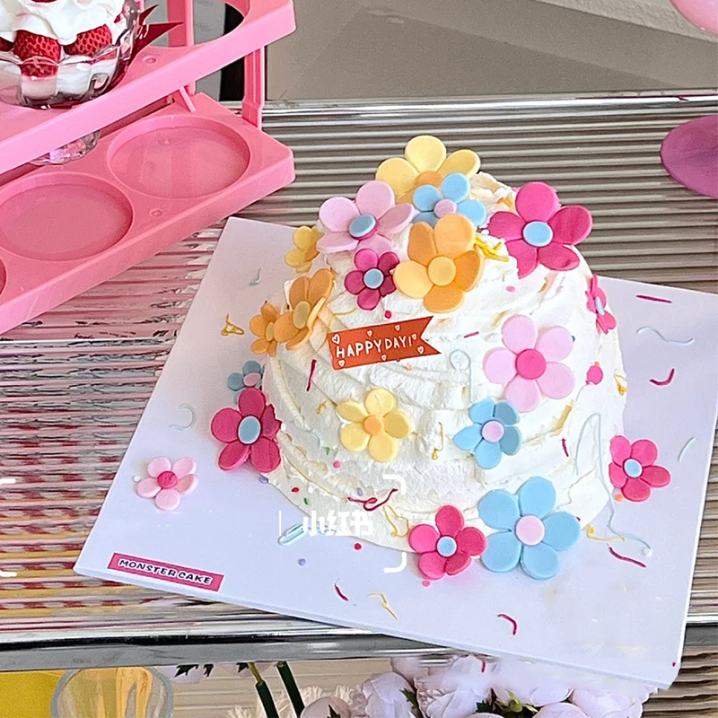 网红ins风春日花朵Flower彩色多色小花蛋糕装饰插牌春游甜品摆件 - 图2