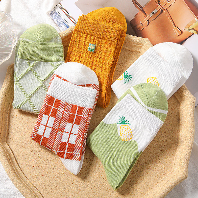 浪莎袜子女纯棉春秋季款ins中筒袜 浪莎启元短袜/打底袜/丝袜/美腿袜