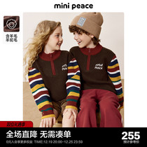 minipeace Taiping bird children dress semi-open lapels collar male girl sweaters knitted sweatshirt children in winter dress new
