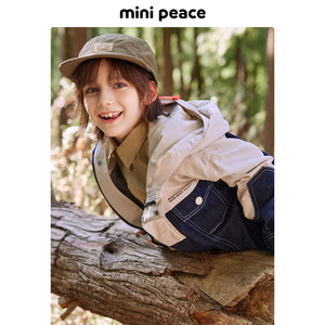 minipeace太平鸟童装男童拼接牛仔夹克儿童外套春装上衣新款潮酷