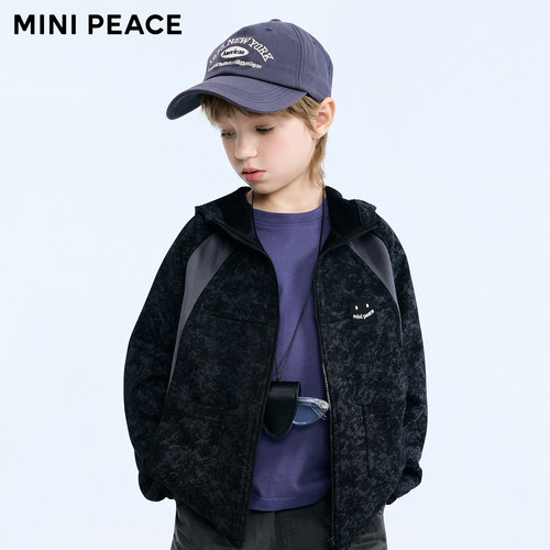 MINIPEACE太平鸟童装男童外套蜡染拼接儿童春装2026夹克上衣潮酷 - 图0