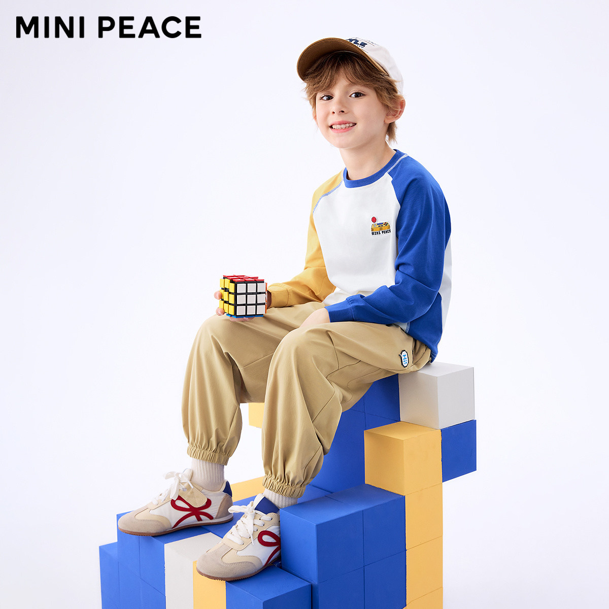 [5A抑菌]MINIPEACE太平鸟童装男童长袖T恤儿童秋装新款洋气插肩袖